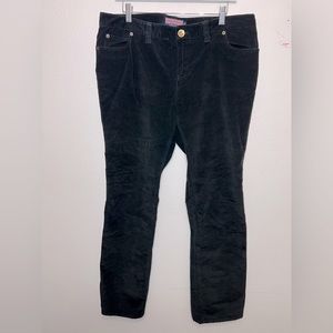 Vineyard Vines Black Velvet Corduroy Slim Straight Leg‎ Mid-Rise Pants Size 14